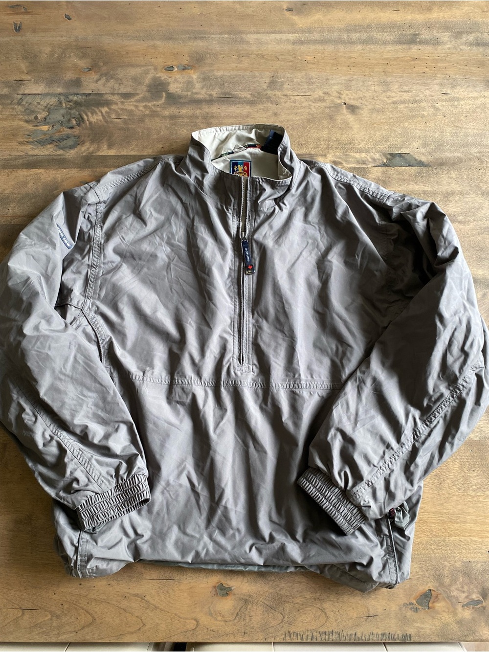 Men's Gray Pullover Windbreaker Jacket - Lightweight Half-Zip